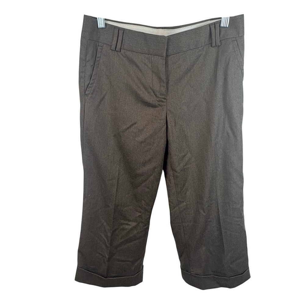 NWT Y2K 2006 J.Crew Brown 100% Wool Cuffed Cropped Trousers Pants Capri Size 4